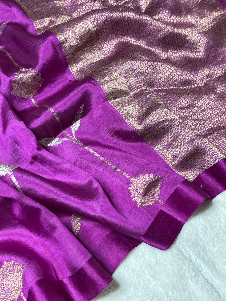 Royal Magenta Purple Banarasi Pure Puna Silk Saree