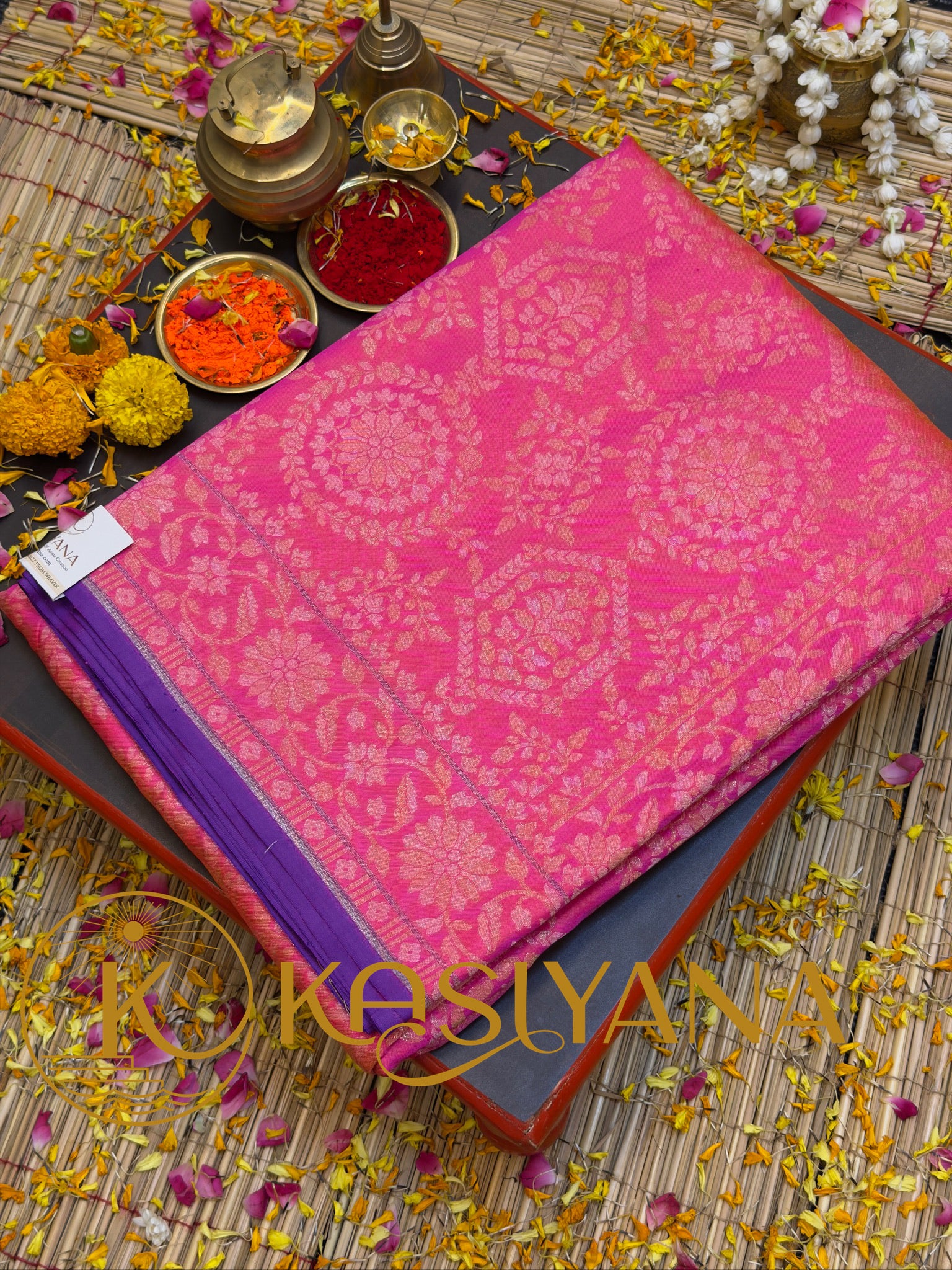 Pure Ektara Silk Jamdani Saree | Elegant Pinkish Orange Design