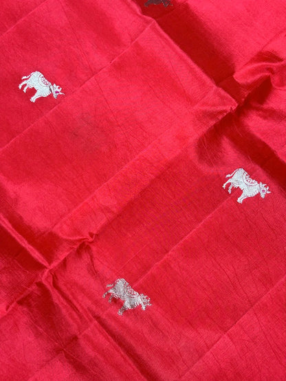 Red Banarasi Pure Puna Silk Saree