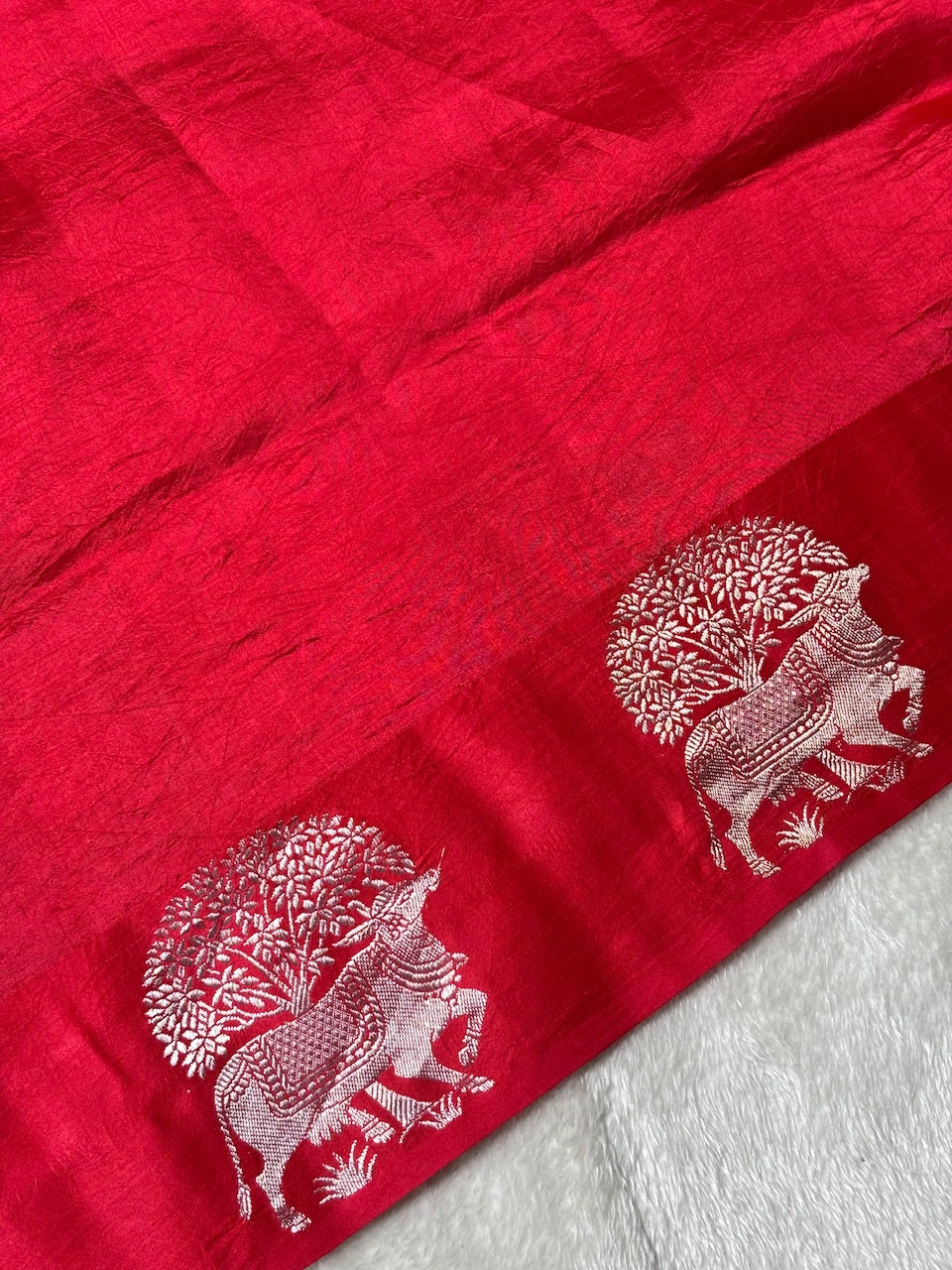 Red Banarasi Pure Soft Silk Saree