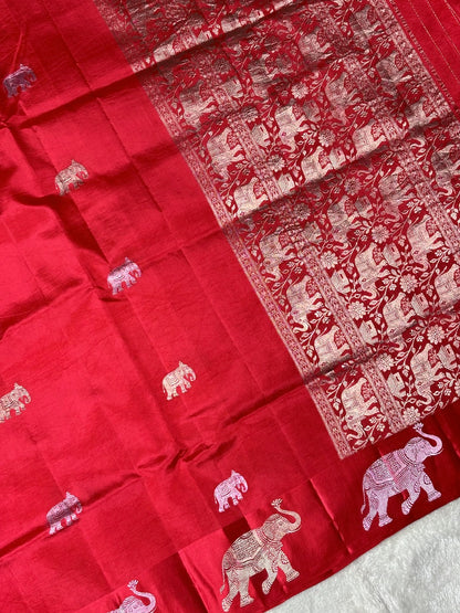 Red Banarasi Pure Puna Silk Saree