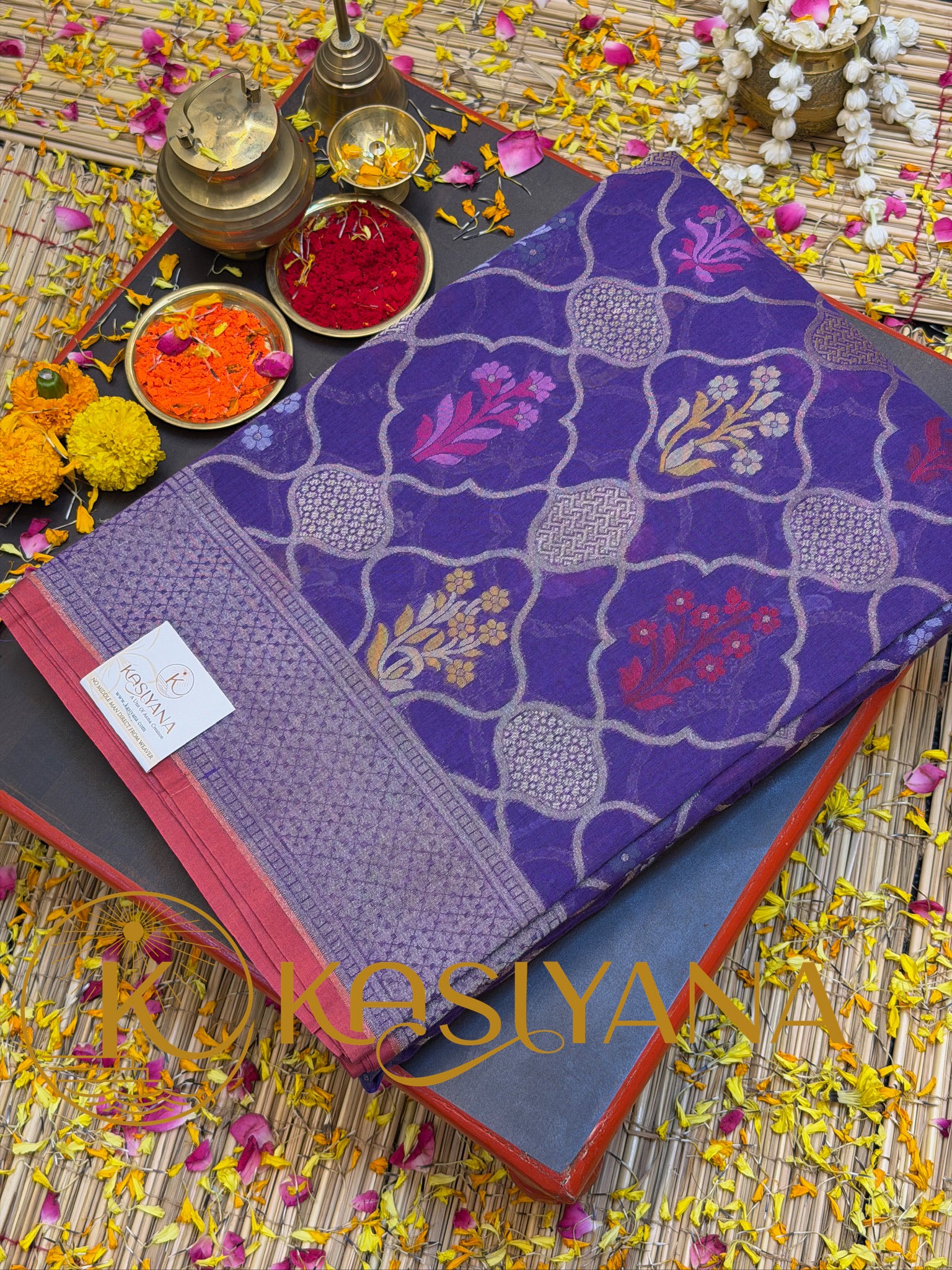 Pure Cotton Jamdani Saree | Elegant Purple Design