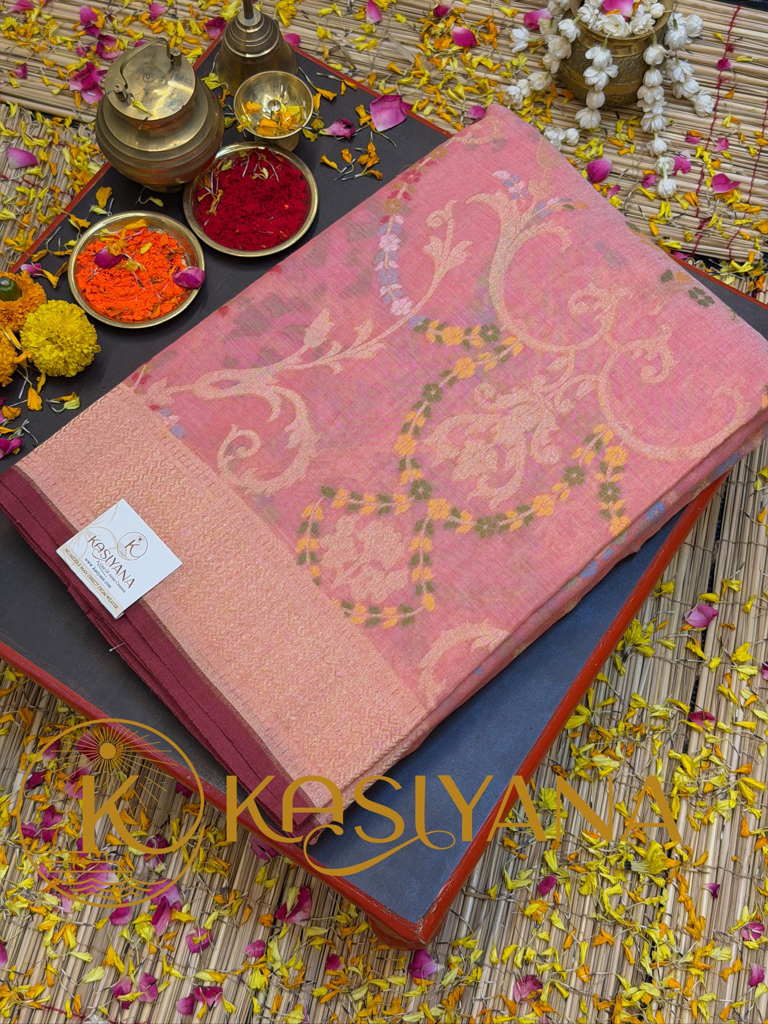 Pure Cotton Jamdani Saree | Elegant Blush Pink Design