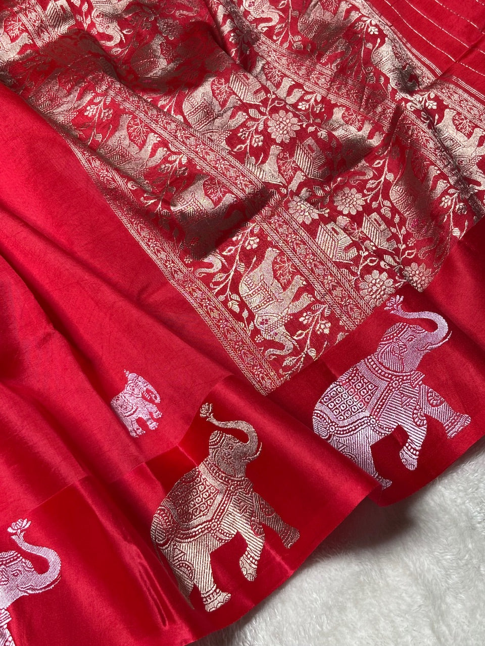 Red Banarasi Pure Soft Silk Saree