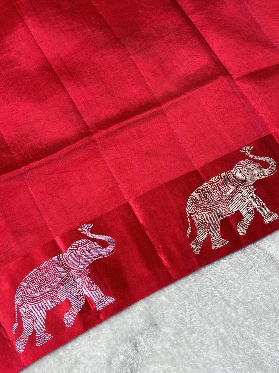 Red Banarasi Pure Soft Silk Saree
