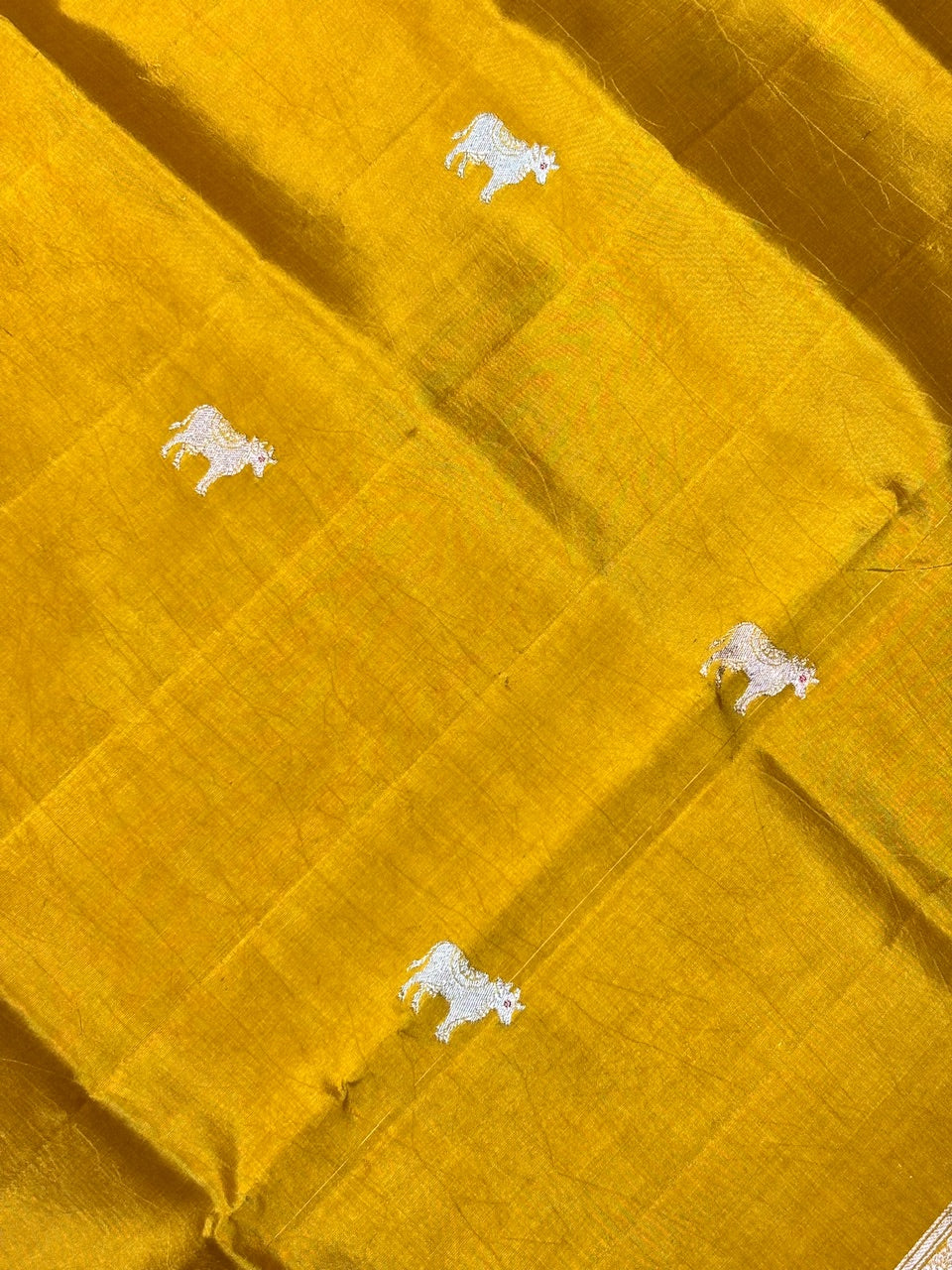 Kesari Yellow Banarasi Pure Puna Silk Saree
