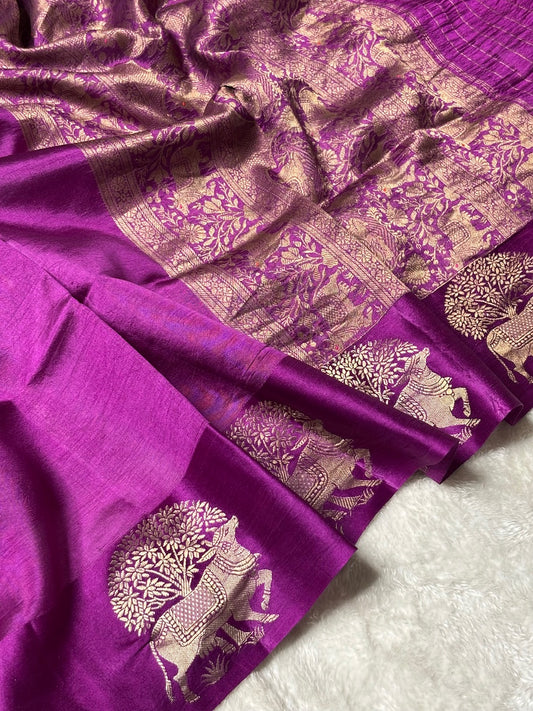 Royal Magenta Purple Banarasi Pure Puna Silk Saree
