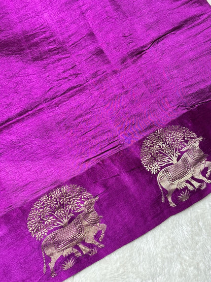 Royal Magenta Purple Banarasi Pure Puna Silk Saree