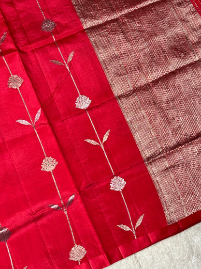 Red Banarasi Pure Puna Silk Saree