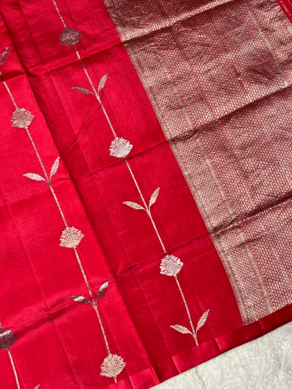 Red Banarasi Pure Soft Silk Saree