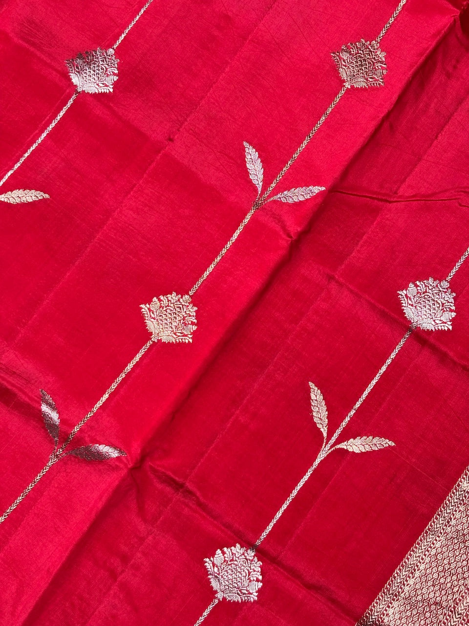 Red Banarasi Pure Soft Silk Saree