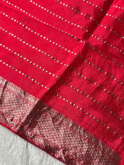 Red Banarasi Pure Puna Silk Saree