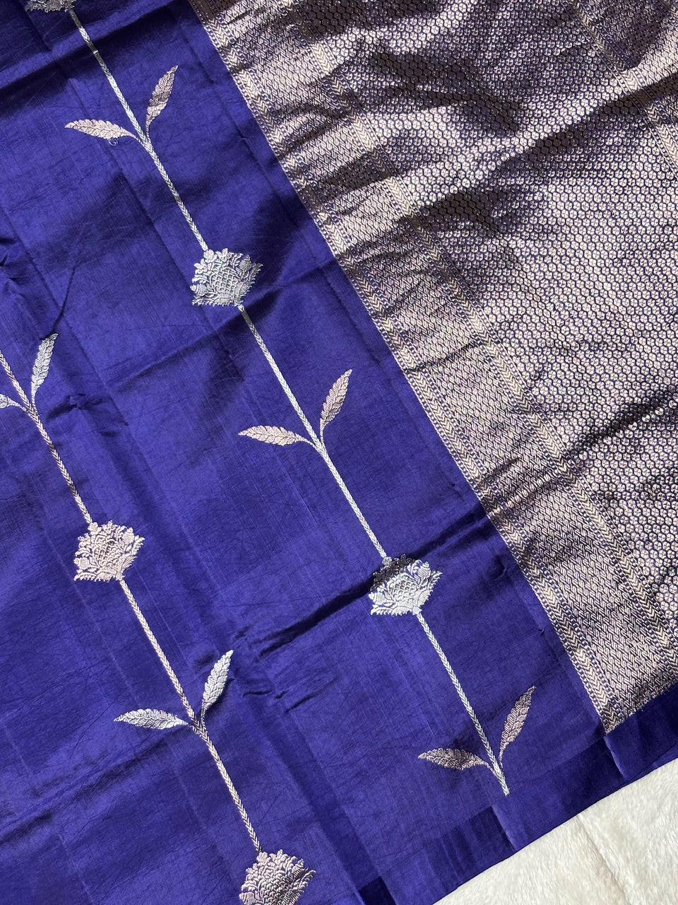 Imperial Blue Banarasi Pure Soft Silk Saree