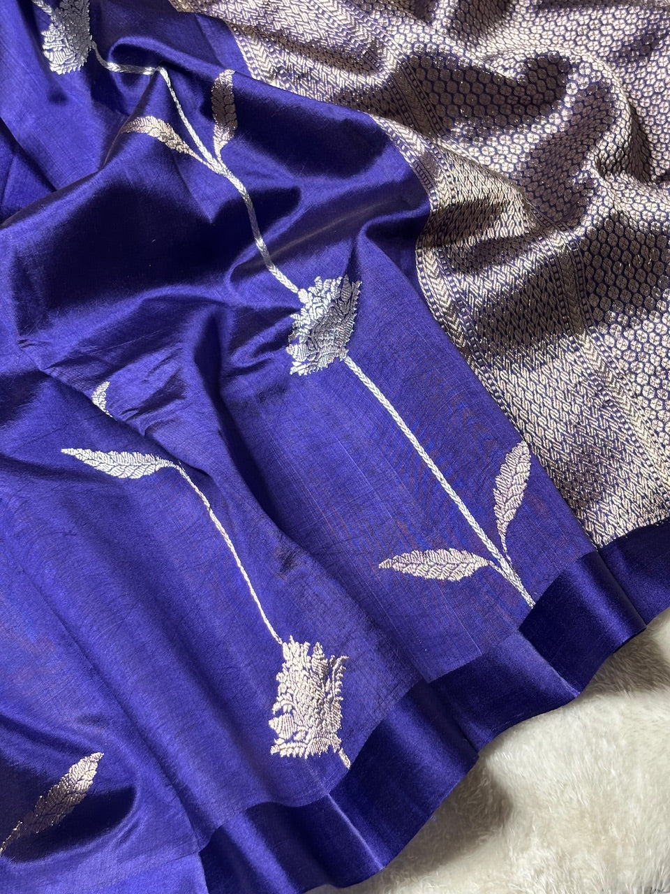 Imperial Blue Banarasi Pure Soft Silk Saree