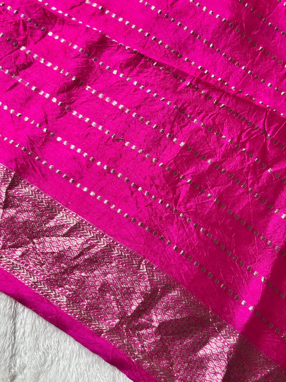 Fuchsia Pink Banarasi Pure Puna Silk Saree
