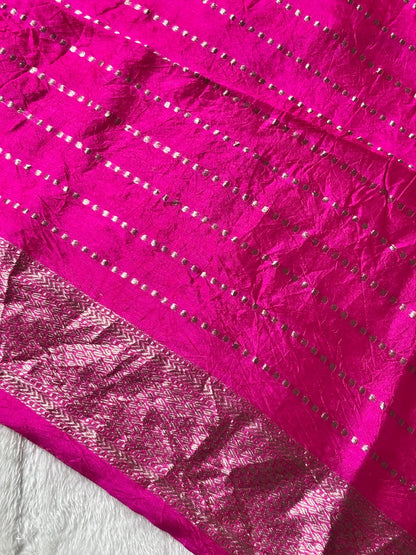 Fuchsia Pink Banarasi Pure Puna Silk Saree
