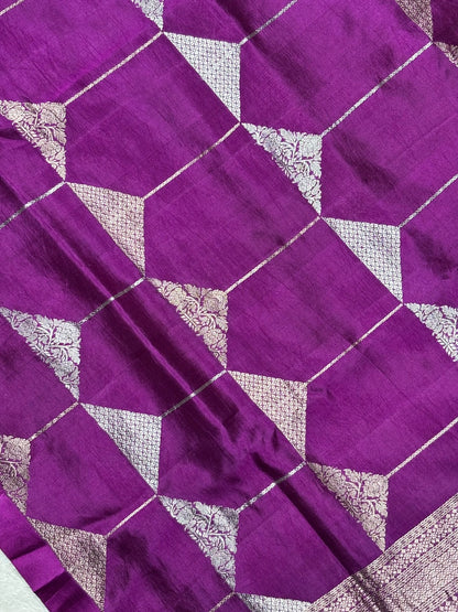Berry Purple Banarasi Pure Puna Silk Saree