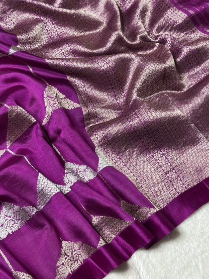Royal Magenta Purple Banarasi Pure Puna Silk Saree