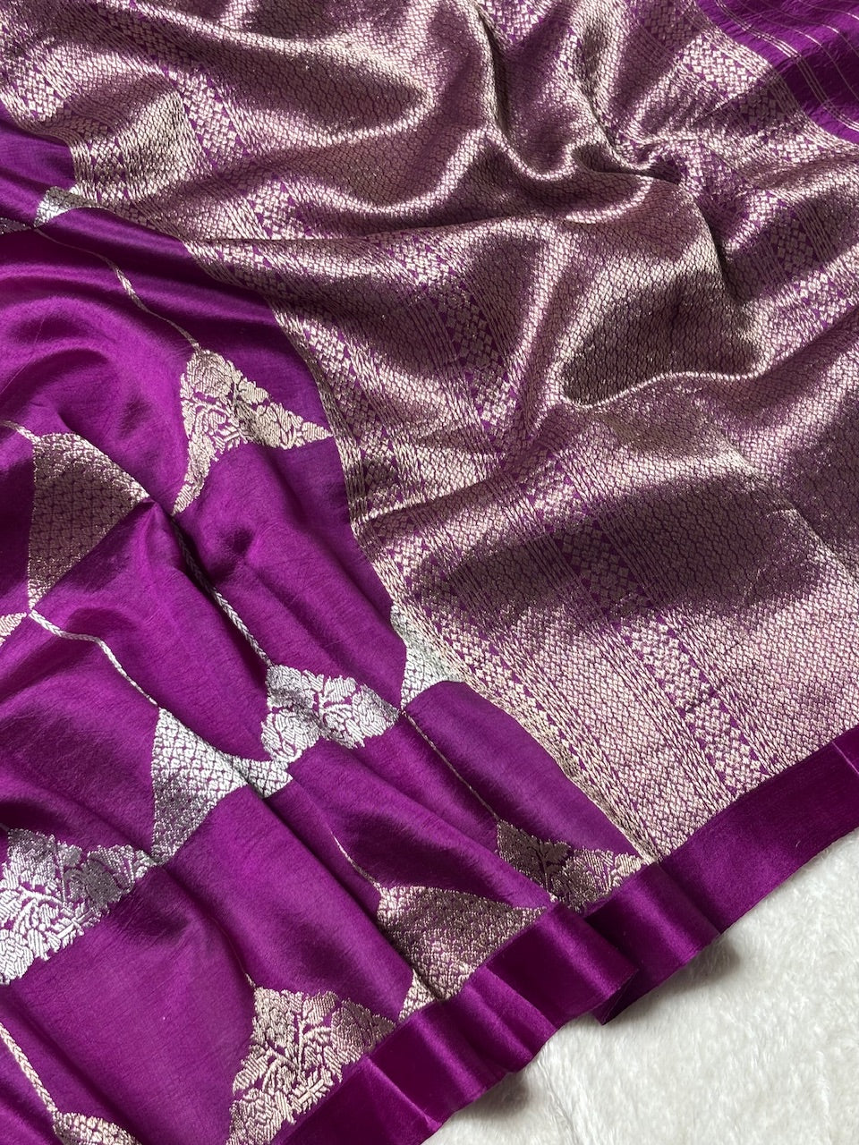Berry Purple Banarasi Pure Puna Silk Saree