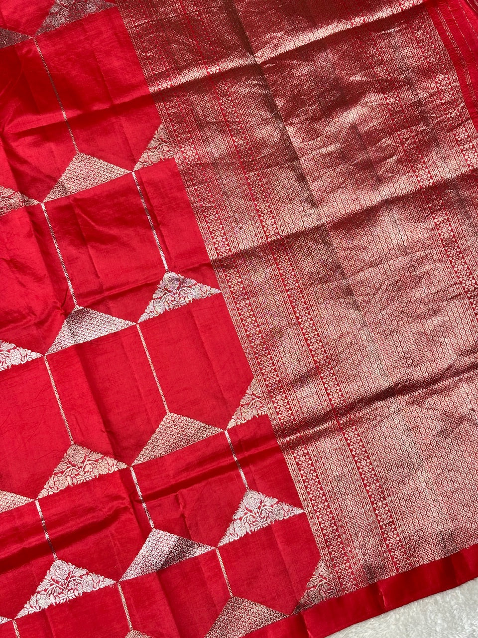 Red Banarasi Pure Soft Silk Saree