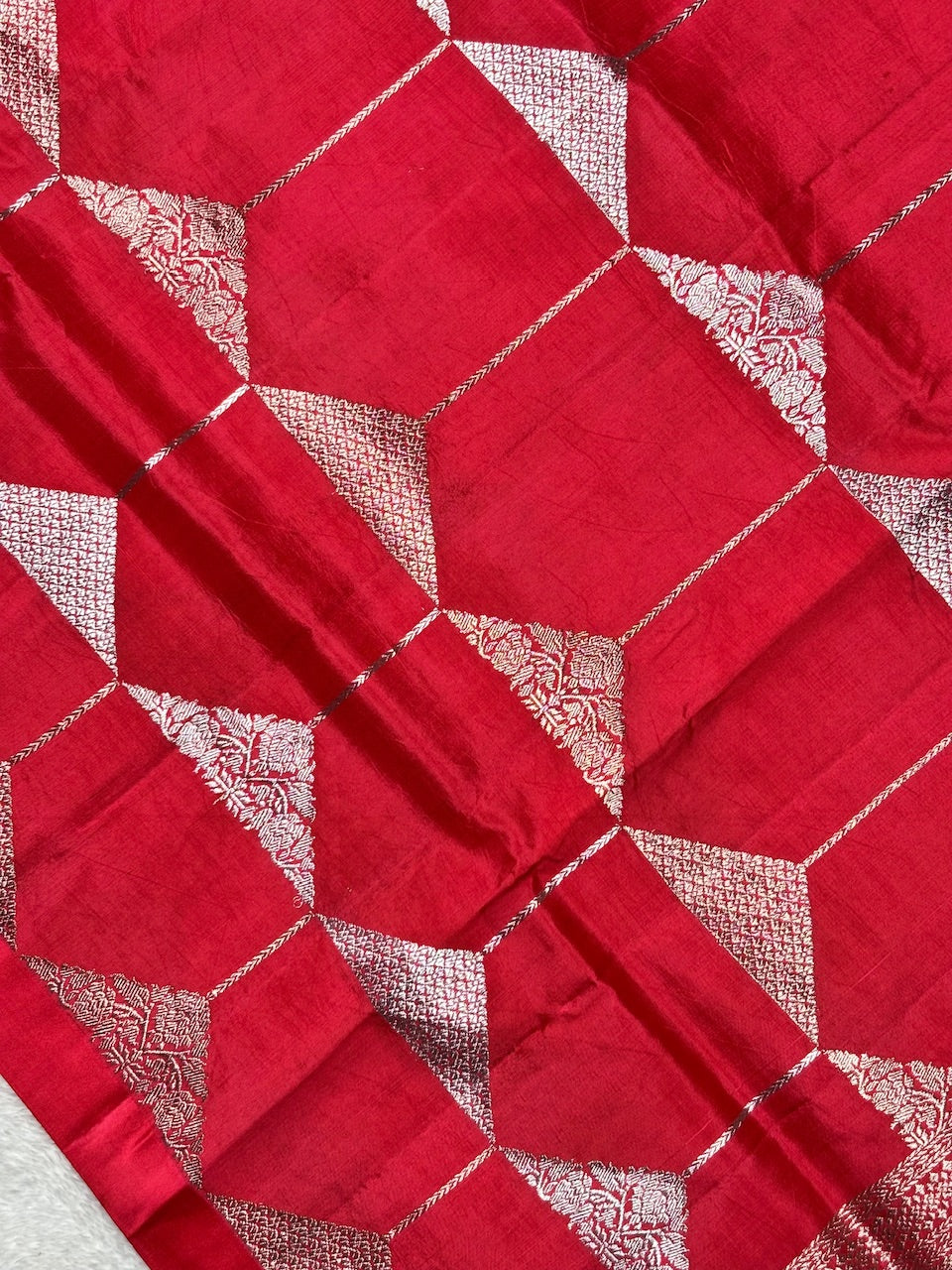 Red Banarasi Pure Puna Silk Saree