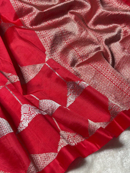 Red Banarasi Pure Puna Silk Saree