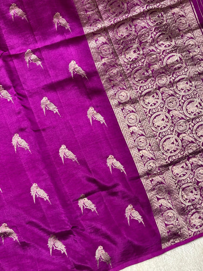 Berry Purple Banarasi Pure Puna Silk Saree