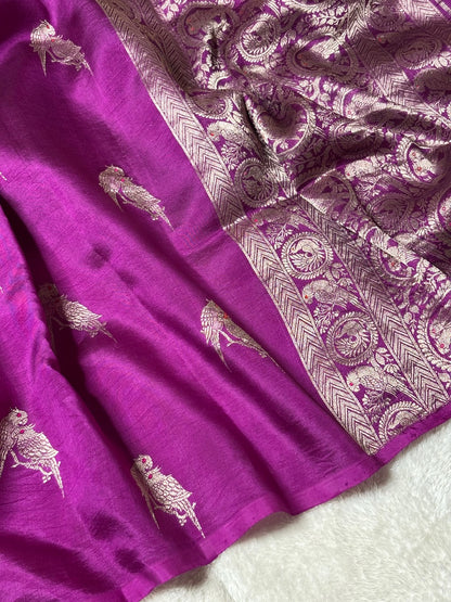 Berry Purple Banarasi Pure Puna Silk Saree