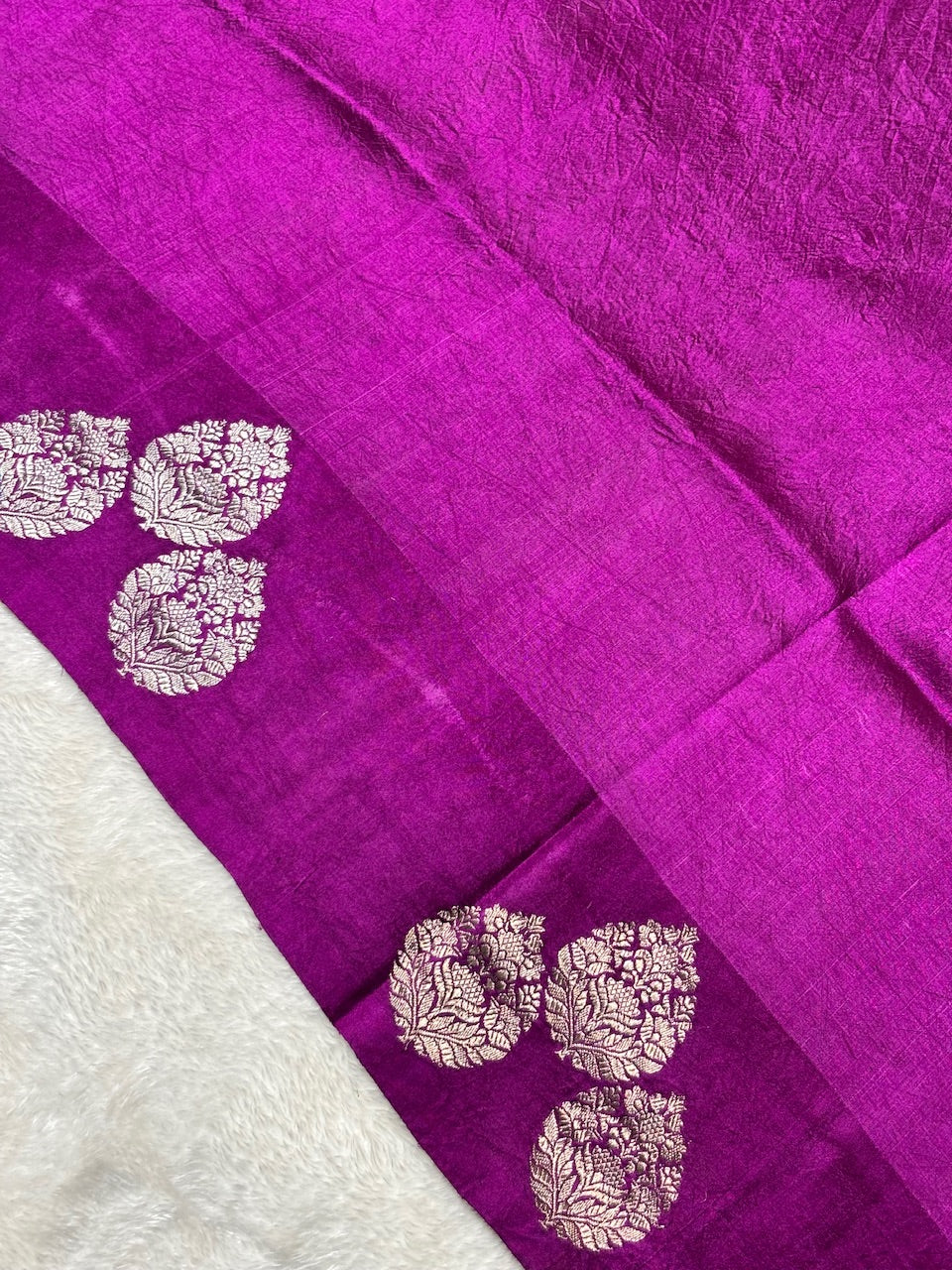 Plum Magenta Banarasi Pure Soft Silk Saree