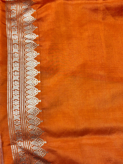 Orange Banarasi Pure Puna Silk Saree