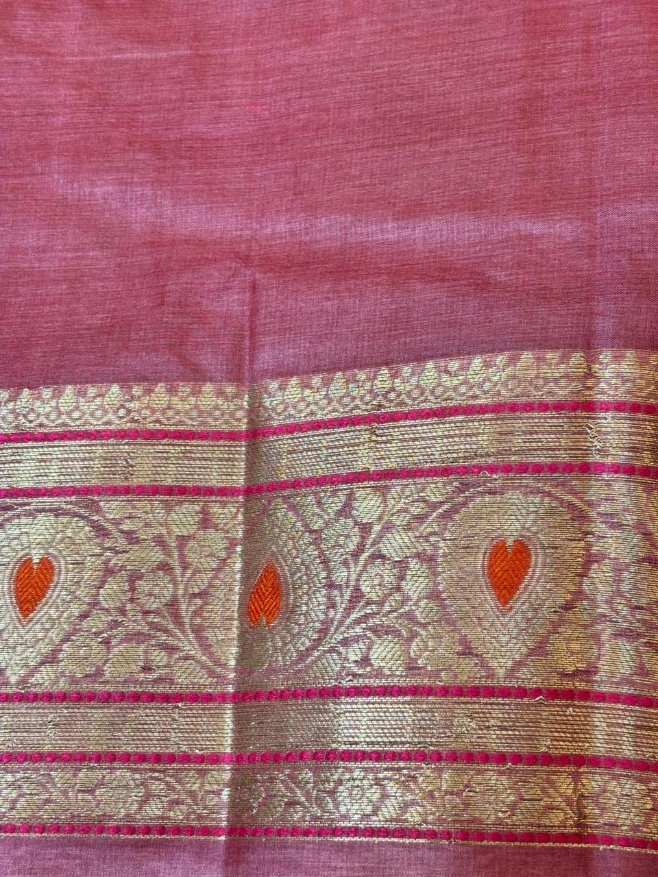 Mauve Pure Chiniya Silk Saree with Zari Weave Border | Elegant Festive & Wedding Wear