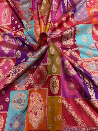 Red Katan Silk Rangkaat Zari Banarasi Border Anchal Saree