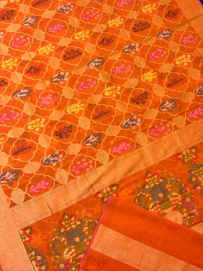Pure Cotton Jamdani Saree | Elegant Orange Design