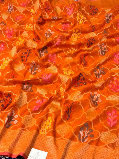 Pure Cotton Jamdani Saree | Elegant Orange Design
