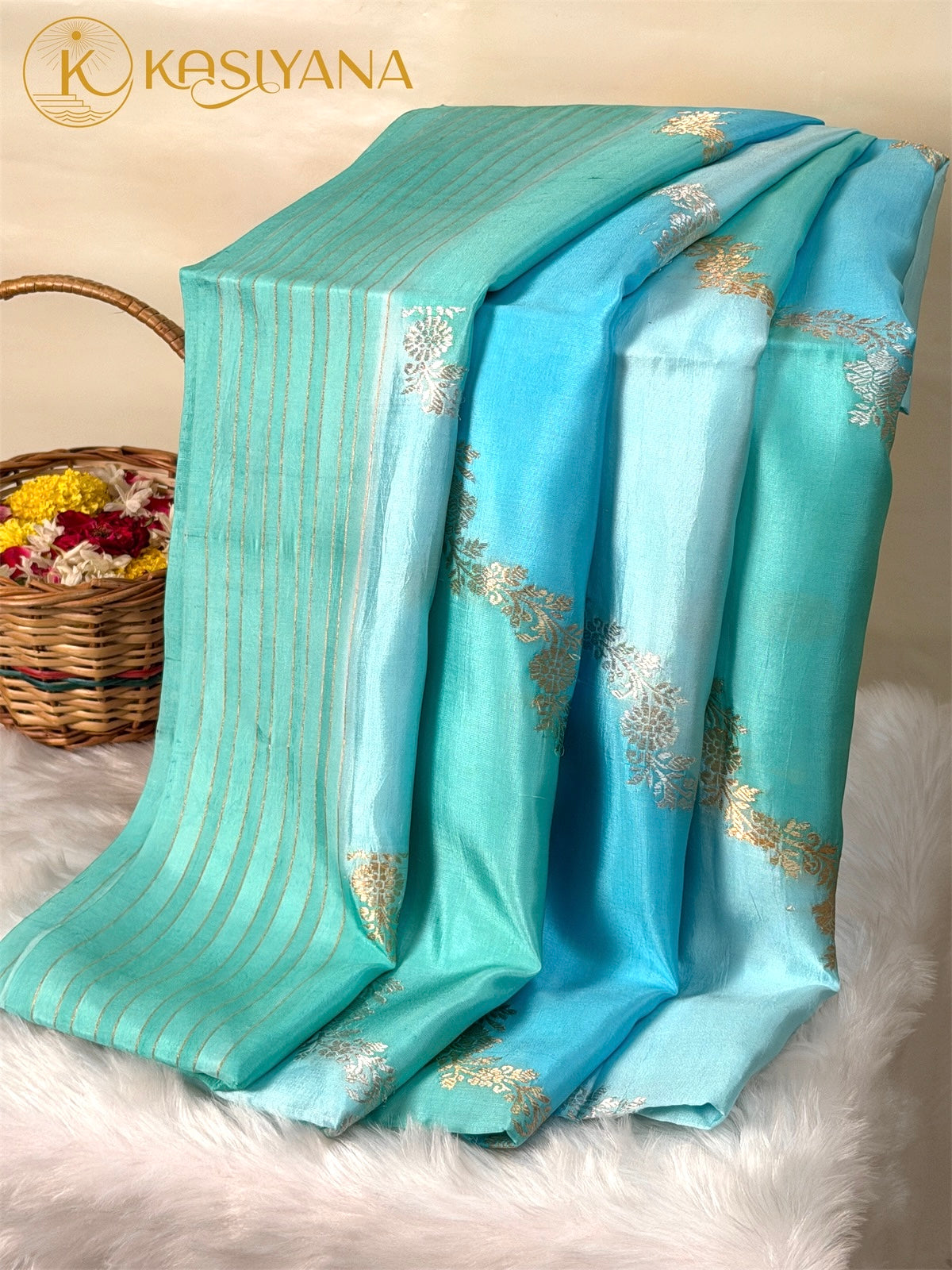 Blue 100% Pure Soft Katan Silk Handwoven Saree