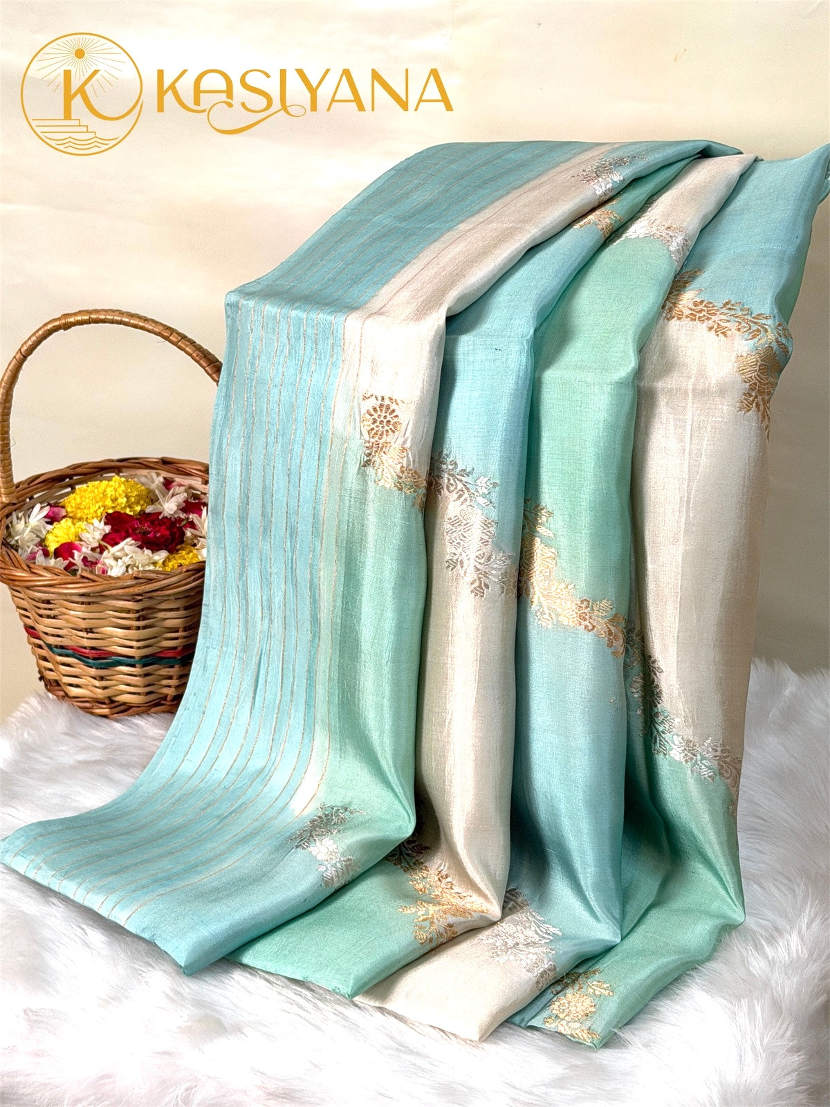 Sea Blue 100% Pure Soft Katan Silk Handwoven Saree