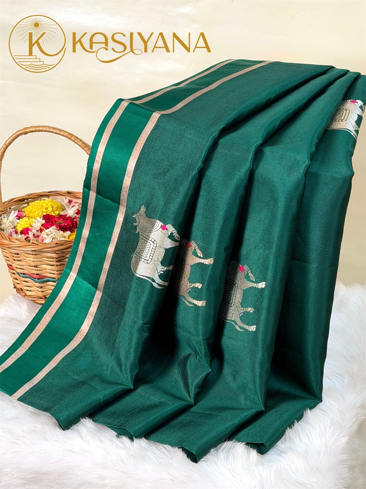 Bottle Green 100% Pure Soft Katan Silk Handwoven Saree