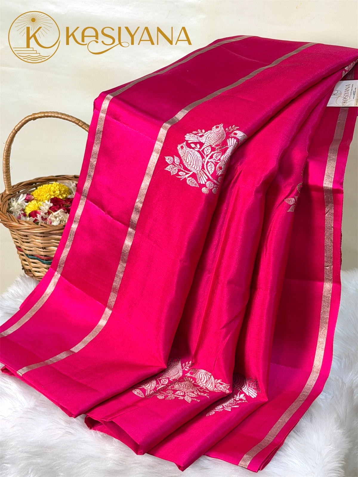 Rani Pink 100% Pure Soft Katan Silk Handwoven Saree