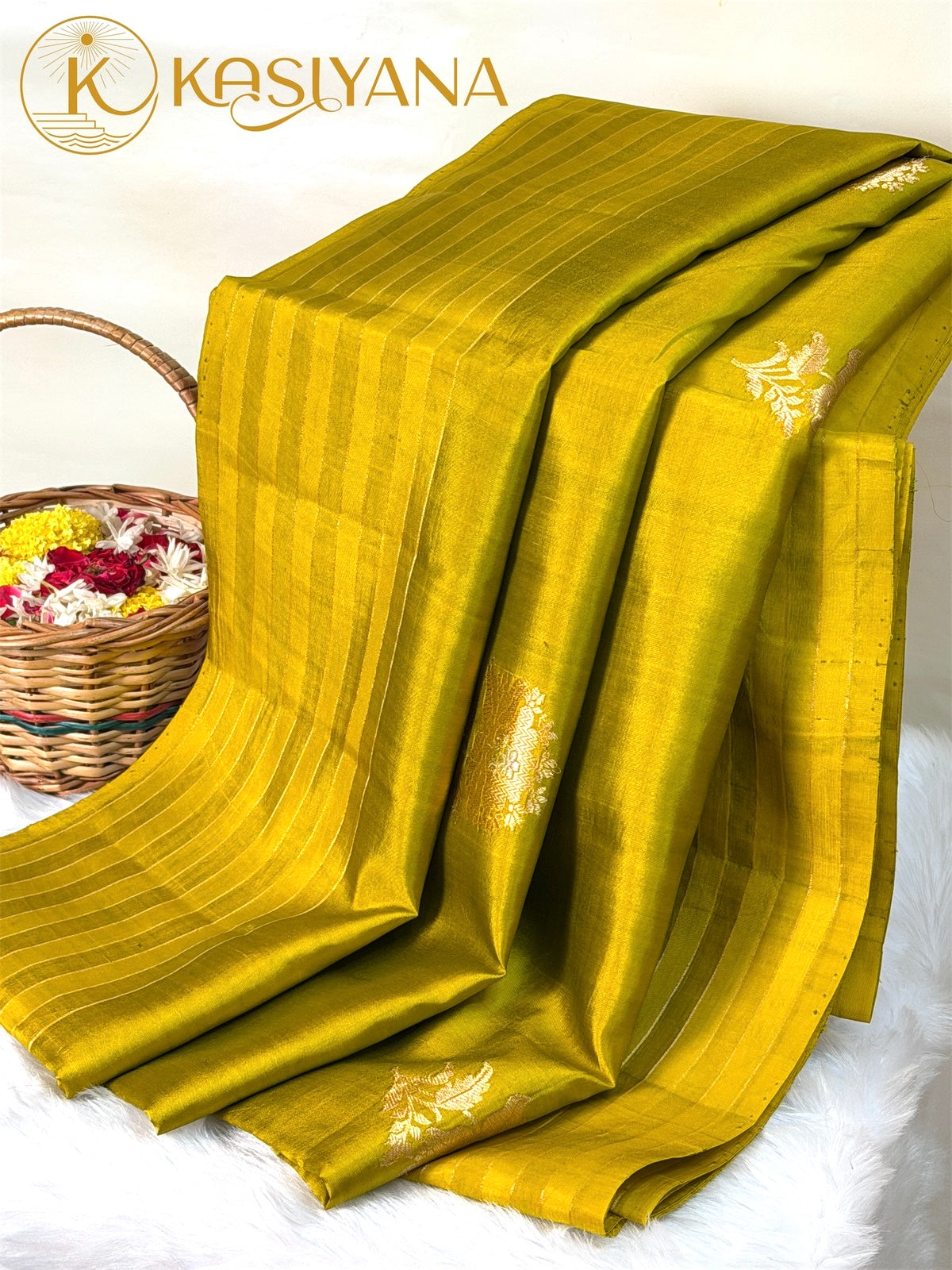 Lime Yellow 100% Pure Soft Katan Silk Handwoven Saree