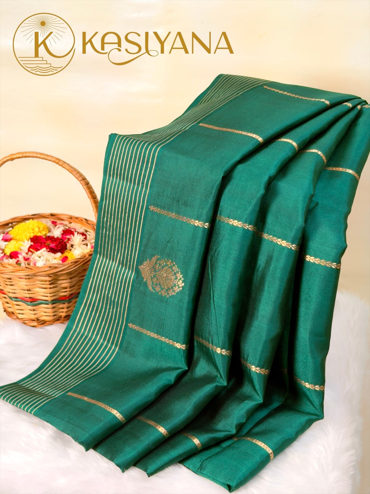 Bottle Greeen 100% Pure Soft Katan Silk Handwoven Saree
