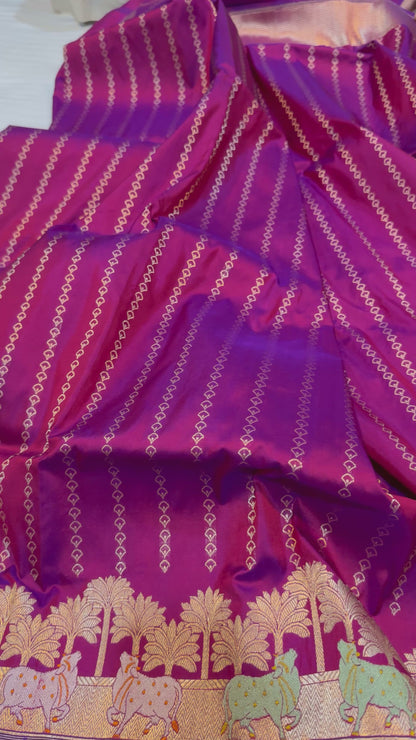 Banarasi Handloom Kadhua Tilfi mina Pichwe Border saree