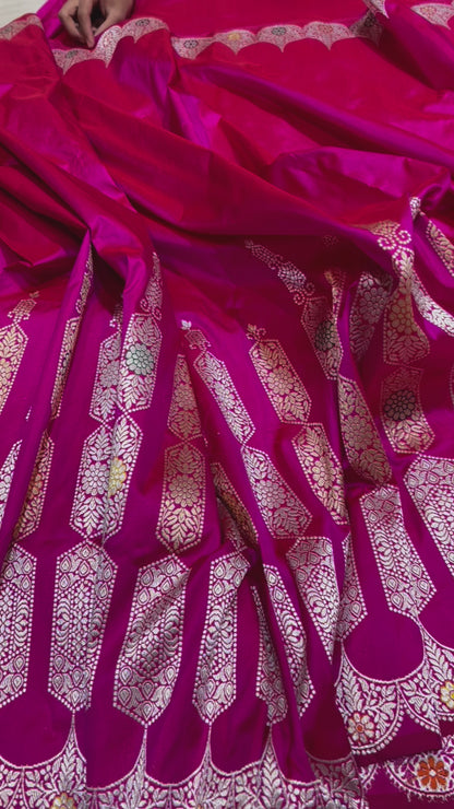 Banarasi Handloom Kadhua Royal Banarasi Rani(pink) Saree