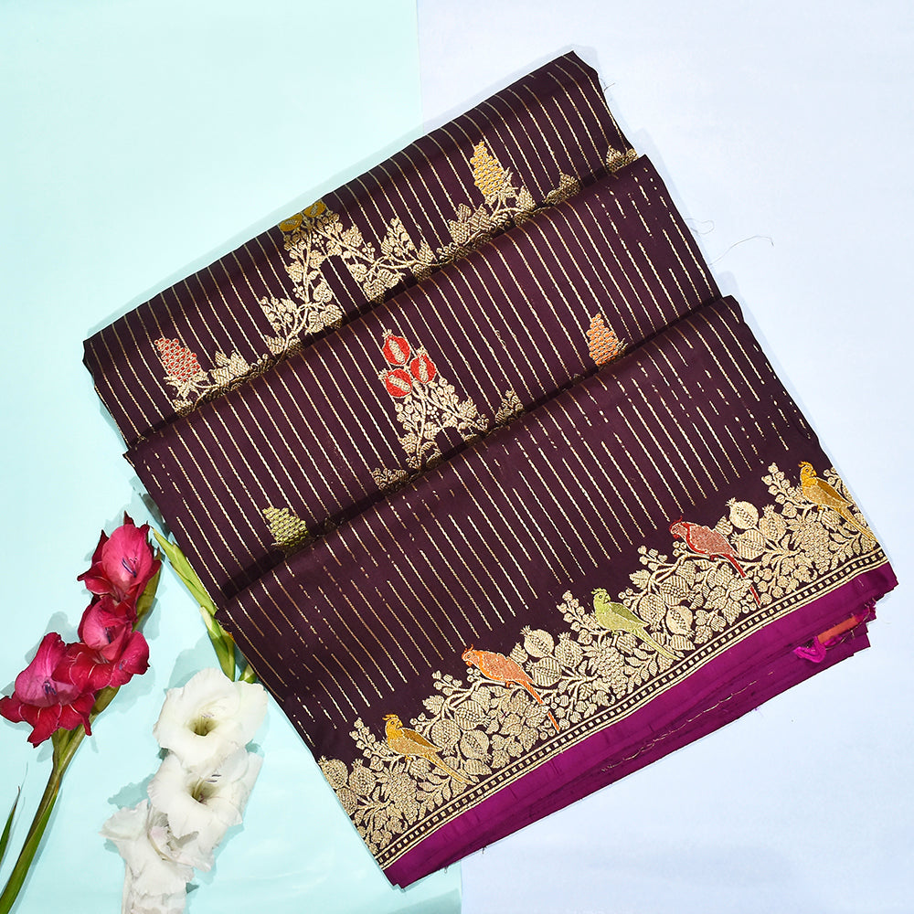 Pure Handloom Shikargha Banarasi Katan Silk Saree