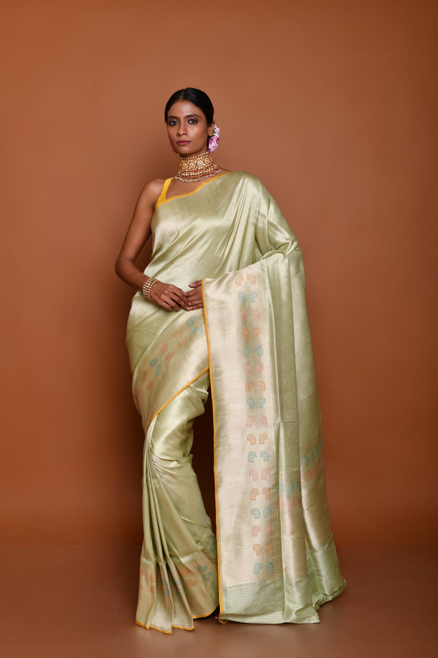 Mastery of Silk in Tanchoi Handwoven Banarasi Saree