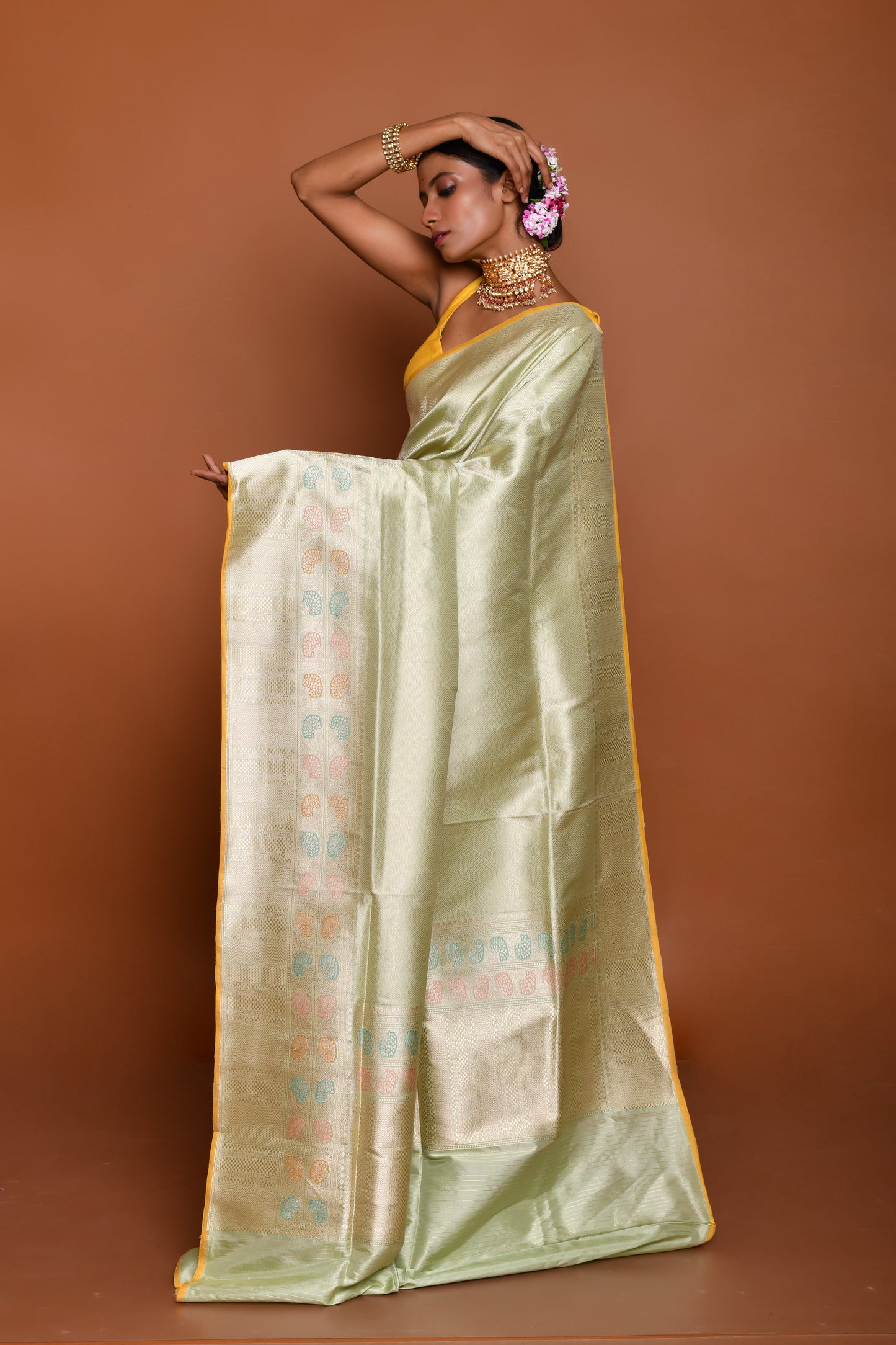 Mastery of Silk in Tanchoi Handwoven Banarasi Saree