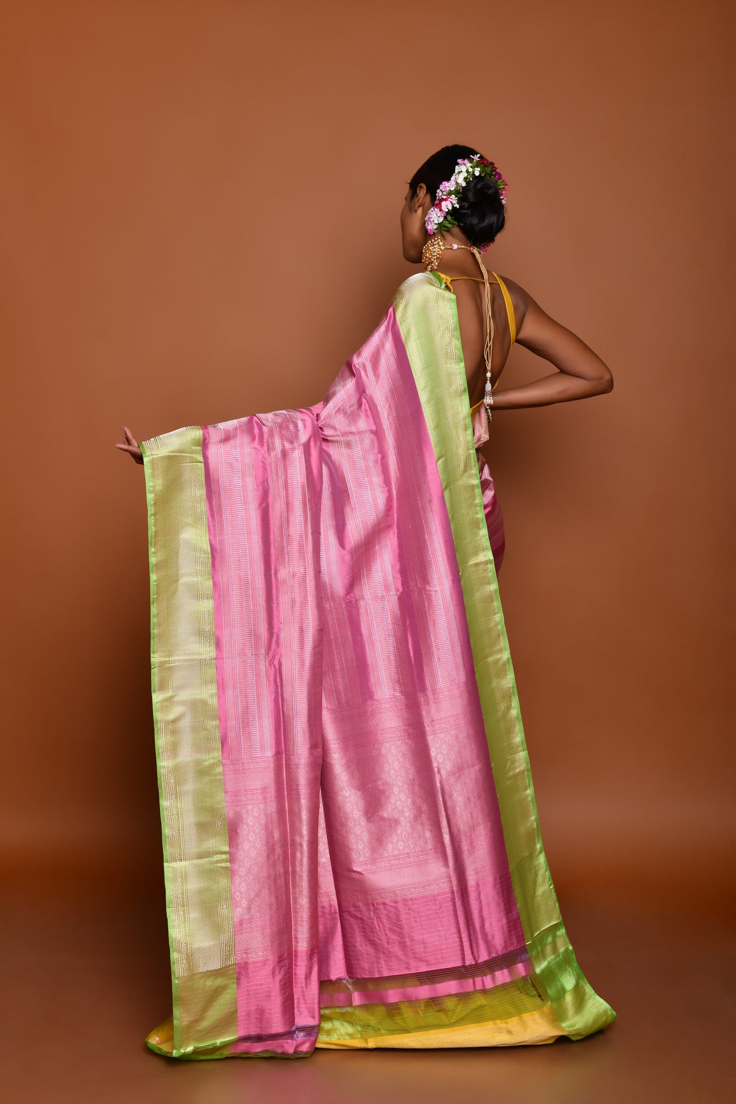 The Pink Banarasi Tanchoi Handloom Saree