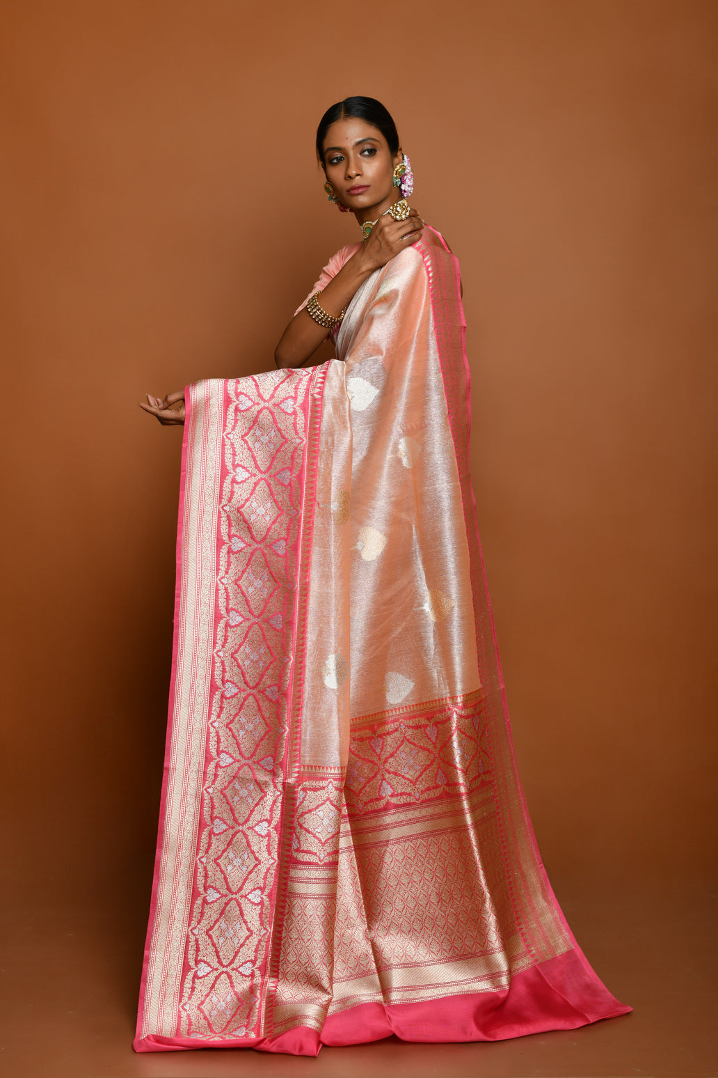 Pure Banarasi Tissue Elegant Border Silk Handloom Saree